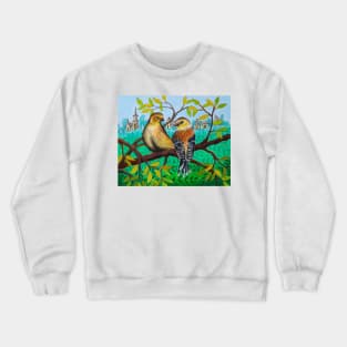 Grumpy Birds Watercolor Illustration Crewneck Sweatshirt